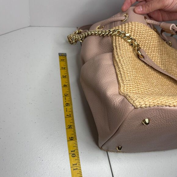 Unica Firenze Italian Leather Straw Large Designer Purse Bag Chain Strap - Picture 12 of 12